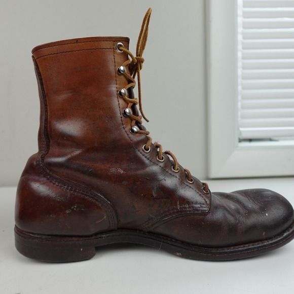 Vintage Red Wing Boots Mens Size 9.5 Brown Leather Iron Ranger Amber USA 50s 60s main image 8